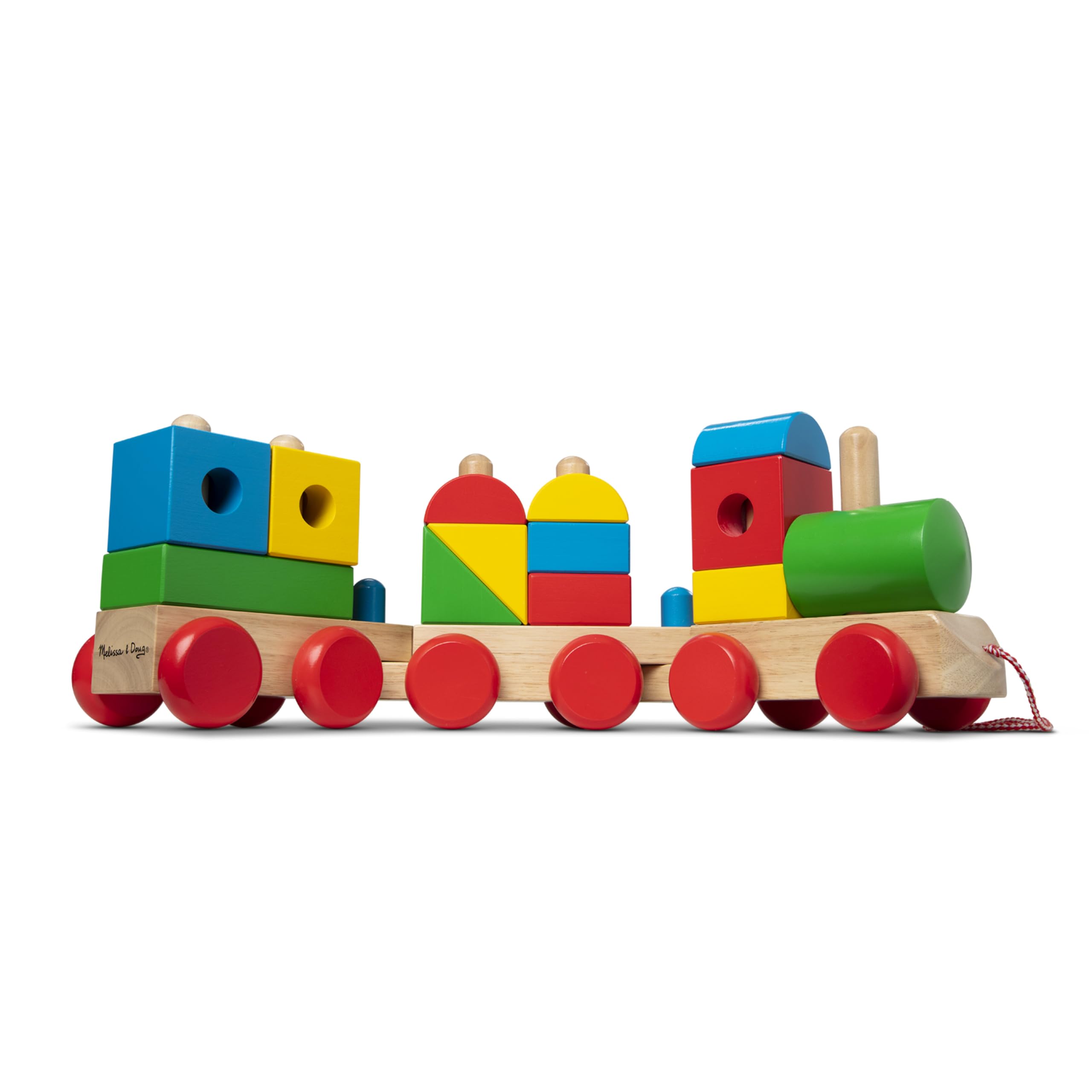 Melissa & Doug Wooden Jumbo Stacking Train Classic | Building & Vehicles | Wooden Toy | 2+ | Gift for Boy or Girl