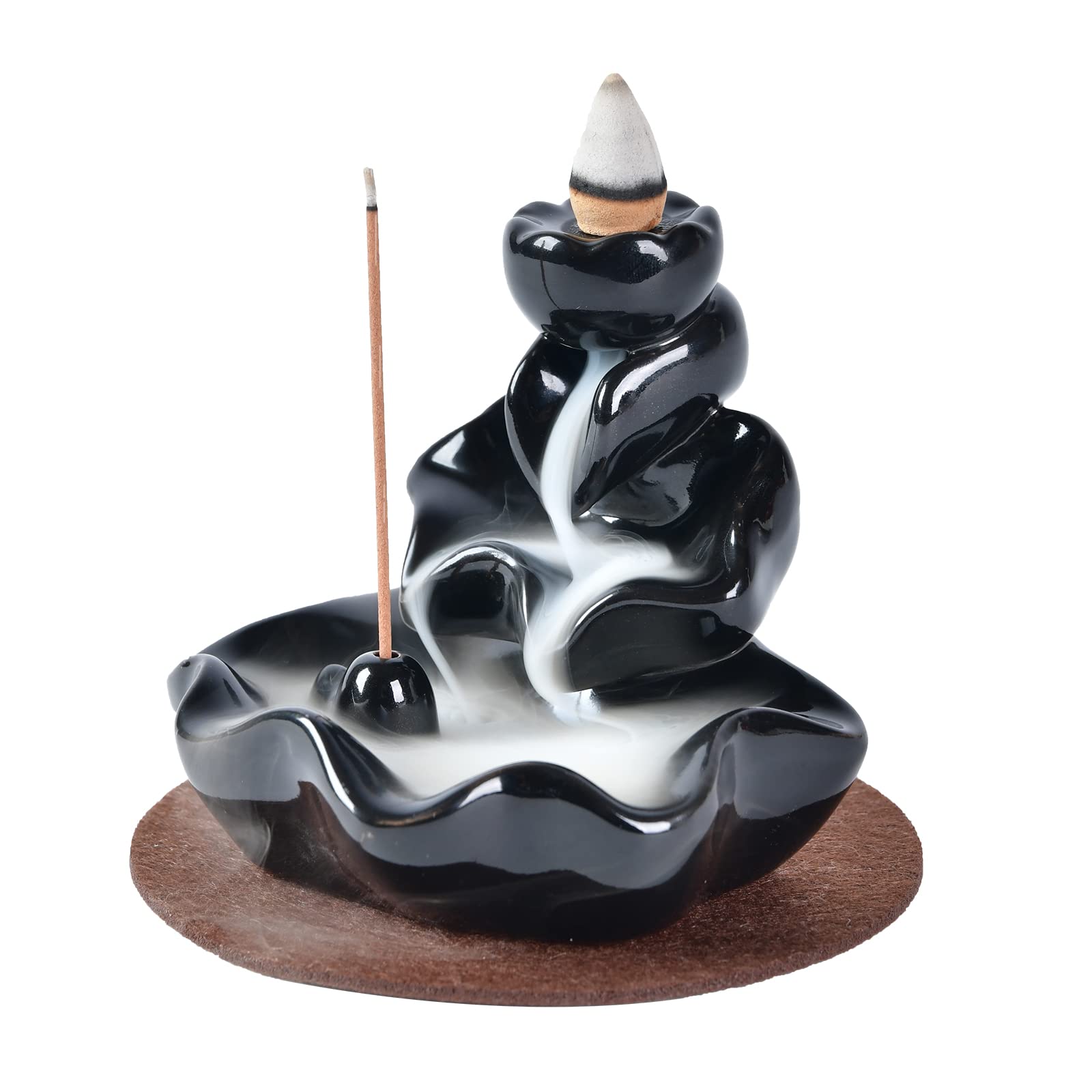 XUDREZ Waterfall Backflow Incense Burner with 20pcs Cones, Home Decorative Sticks Holder for Fragrance and Ornament
