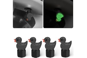 xbrtaia Black Duck tire Valve caps,4 Pack Light up Valve stem caps, Cute Tire Valve Caps,Compatible with Most Cars, Motorcycl