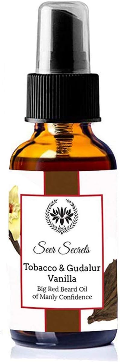 Seer Secrets All Natural Beard Oil & Leave In Conditioner Pure Essential Oils Almond, Castor, Argan with Extracts of Jatamansi,Ratanjoth for Groomed Beards, Mustaches, Moisturized Skin(1.01 Fl Oz)