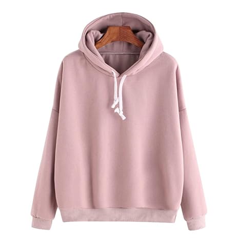 3 Farben Frauen Langarm Pullover,Moonuy Dame Herbst & Winter feste lange Hülse beiläufige mit Kapuze Sweatshirt Baumwollmisch