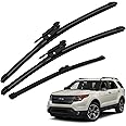 Original Front and Rear Windshield Wiper Blade Replacement Pinch Tab 26"+22"+11" for 2011-2017 Ford Explorer All Weather (Set of 3)