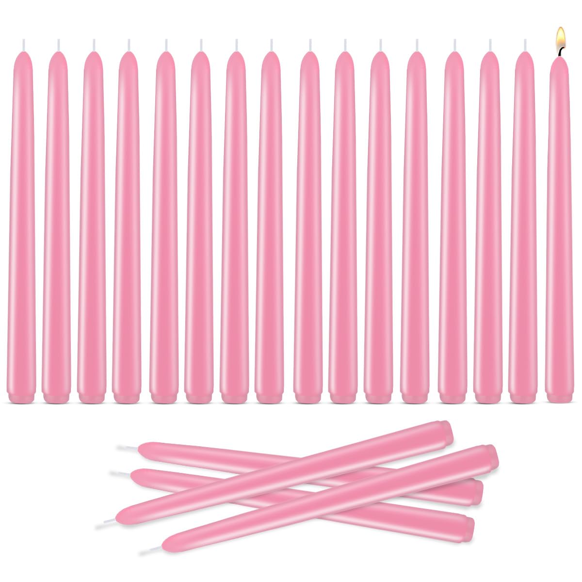 Photo 1 of 10 Inch Pink Taper Candles Set of 20, Dripless and Unscented Candle Sticks for Dinner, Shabbat, Halloween, Christmas, Wedding, 8 Hours