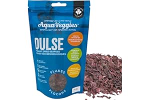 Aqua Veggies Organic Atlantic Dulse Flakes 4 Oz , Hand-Harvested, Sun-Dried Bay of Fundy, Excellent Source of Vitamins B6, B12, Iron, Iodine, Protein, Calcium and Fibre 4 Ounce