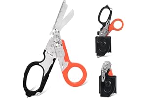 TOWOT 6 in1 Trauma Shears,Heavy-Duty Emergency Shears with Glass Breaker & Strap Cutter,Stainless Steel Foldable Scissors Pli