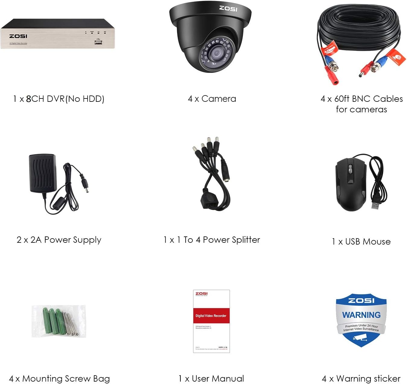 ZOSI 1080P CCTV Camera System 8 Channel H.265+ 5MP Lite Surveillance DVR and 4 x1080P Outdoor CCTV Cameras With AI Human/Vehicle Detection - Image 3
