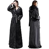 Oksun Womens Long Fleece Robe: Floor Length Flannel Hooded Bathrobe, Plush Warm Winter Housecoat, Fluffy Soft Cozy Nightgown