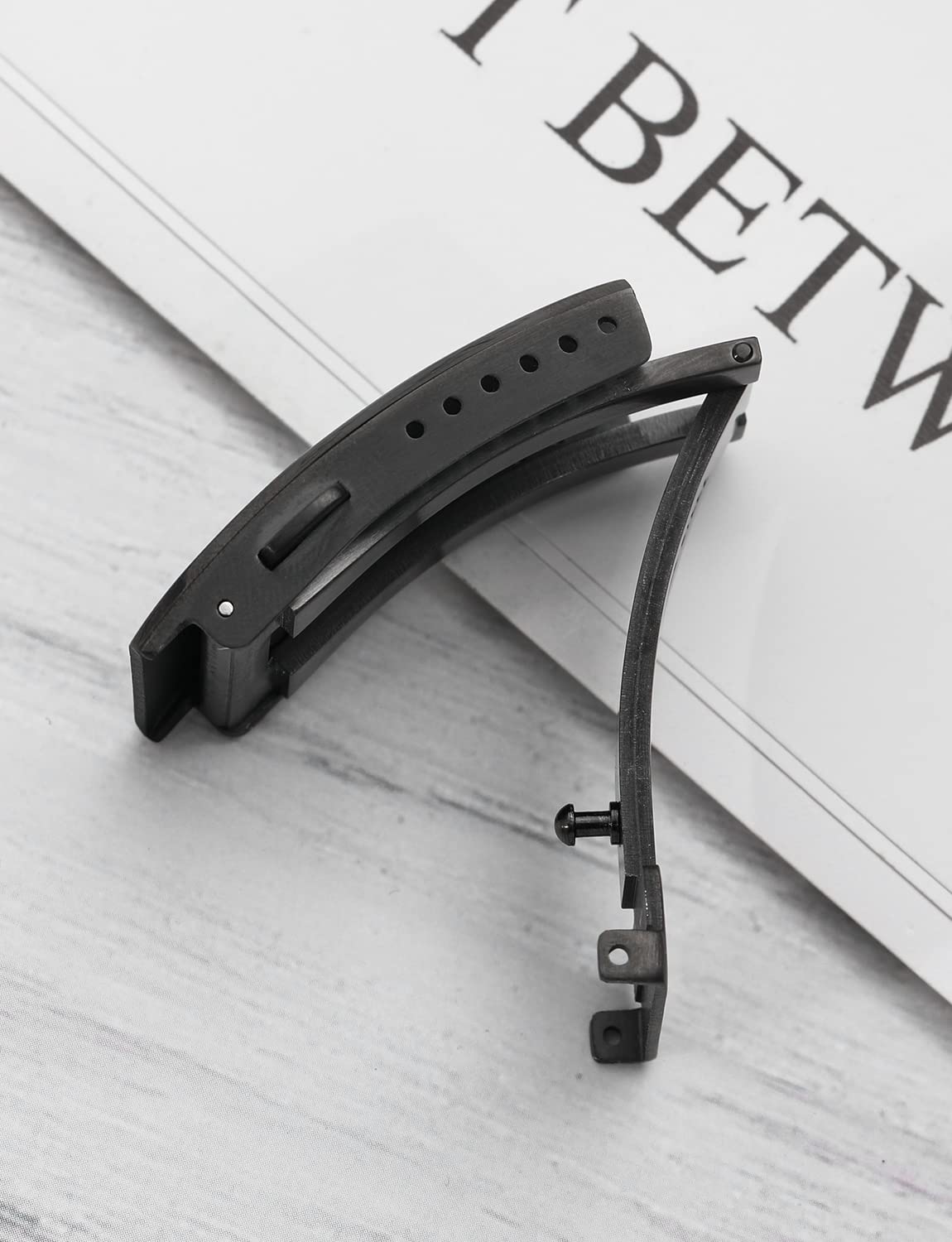 watchdives Watch Buckle 18mm/20mm/22mm Fold Safety Milled Clasp Replacement Stainless Steel Watchband Clasp (Black, 22mm)