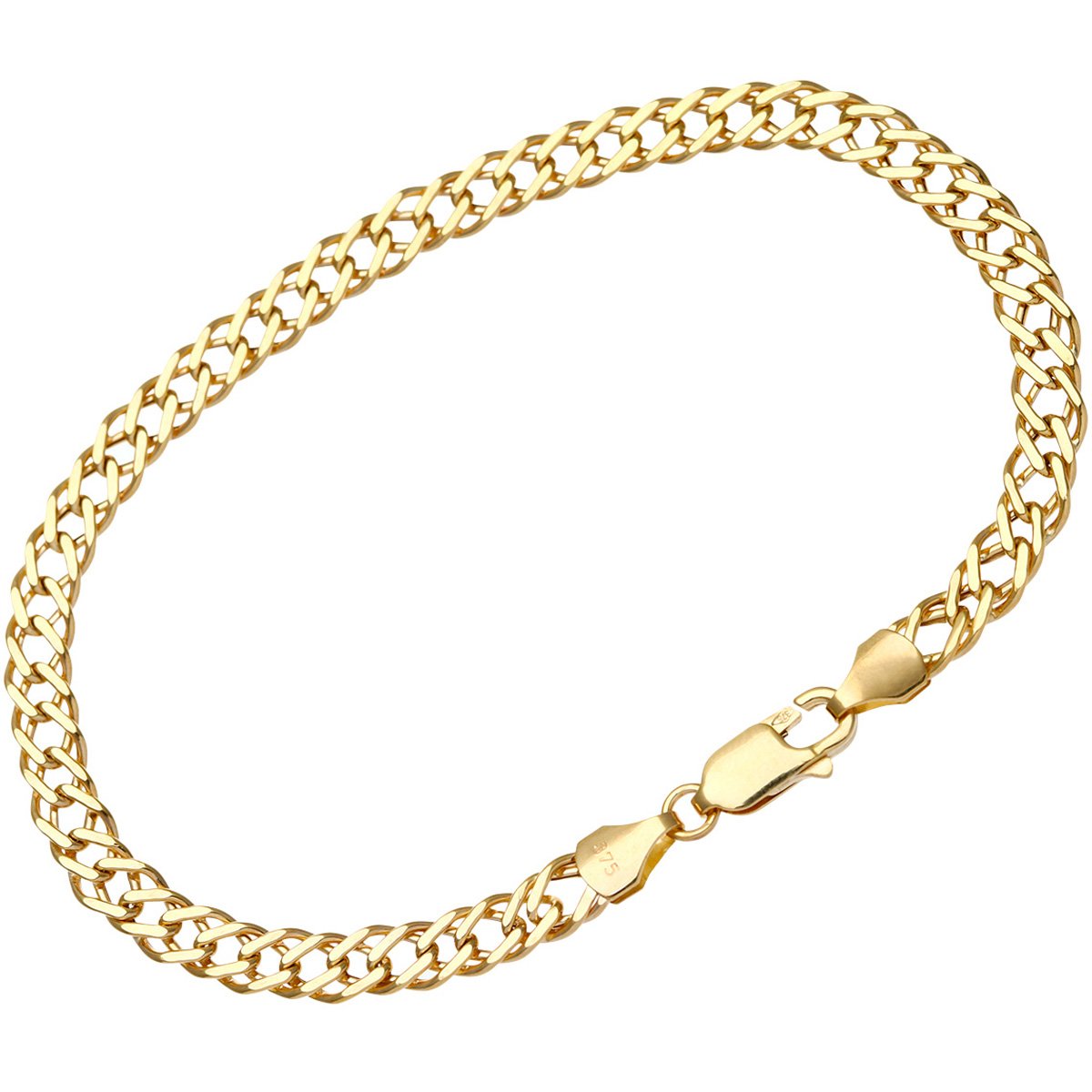 Citerna 9 ct Yellow Gold 2.3 g Fine Double Curb Bracelet of 19 cm/7.5 Inch Length and 5 mm Width
