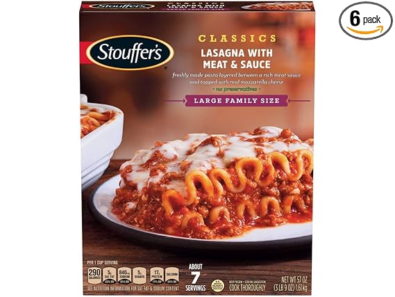 Amazon Com Stouffers Lasagna With Meat And Sauce 57 Ounce 6