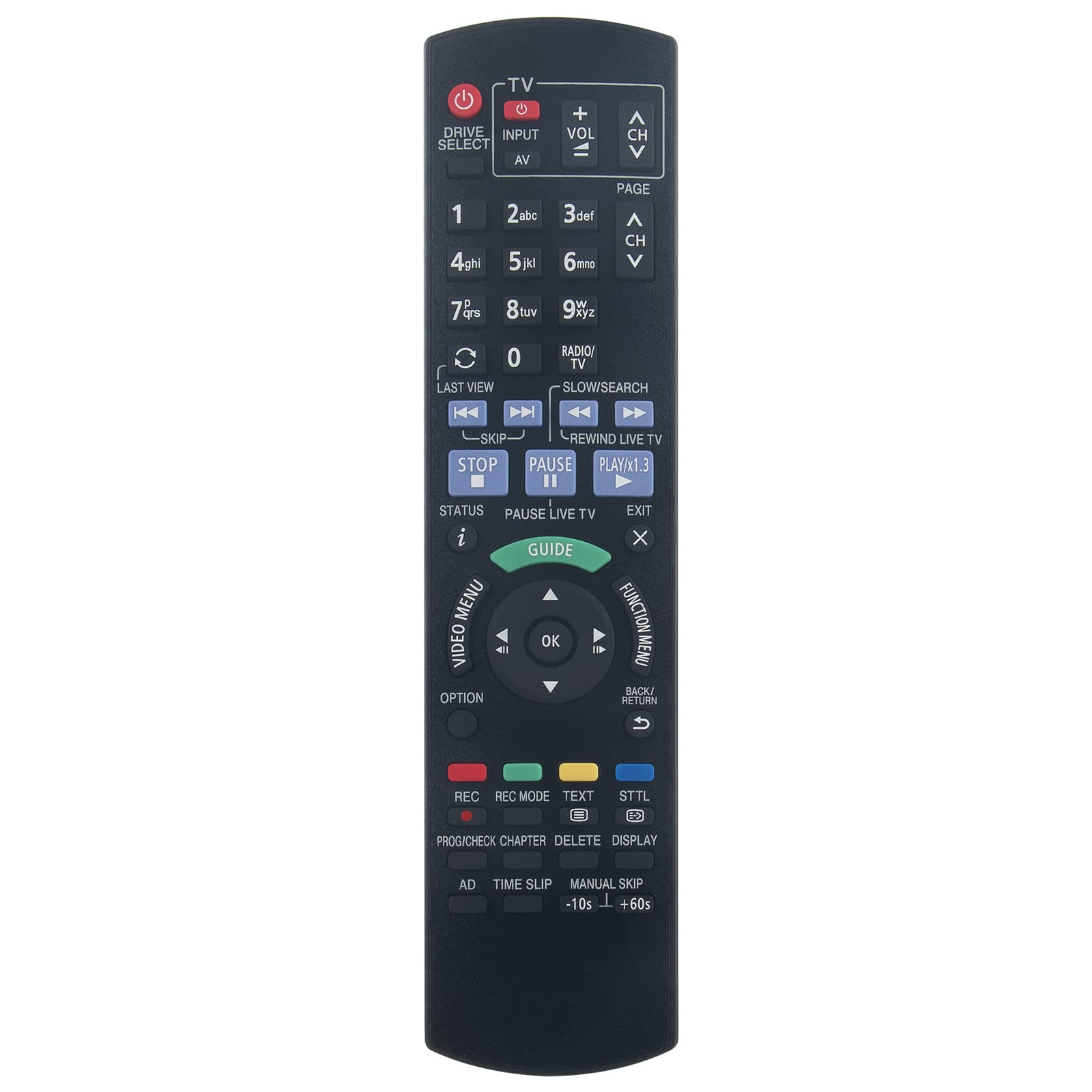 VINABTY Remote Control Replacement N2QAYB001059 Suit for Panasonic DVD Recorder DVD Player DMR-EX97EB DMR-EX97 DMR-EX97EB-K DMREX97EB DMREX97 DMREX97EBK