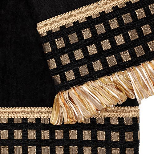 Austin Horn Classics Blockade Black 3Piece Decorative Towel Set, Black