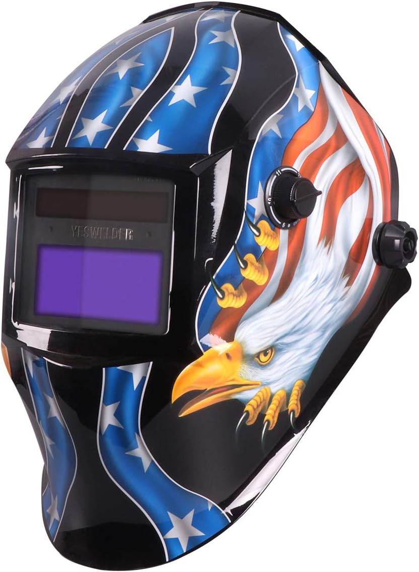 YESWELDER True Color Solar Powered Auto Darkening Welding Helmet, Wide