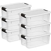 Sterilite 6-Pack Ultra Latching Box, Storage Bins with Lids, Clear Plastic, 18 Quart - Heavy-Duty Organizing Containers for C