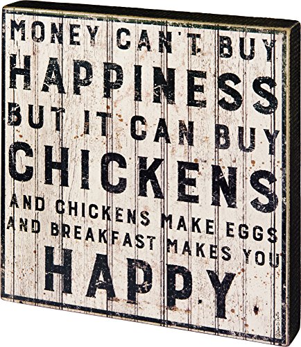 Primitives by Kathy Rustic Farm House Box Sign, Busy Chickens