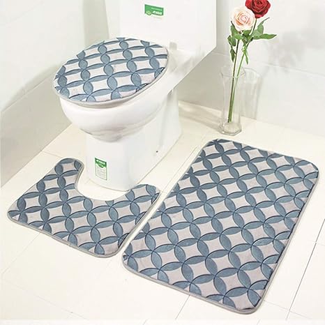 Ludsuy 3pcs Set Griffige Badezimmer Pedestal Lid Mat Toiletten