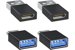 Welldiea USB to USB C Adapter 4-Pack, [2 Type C Female to A Male Charger Converters] & [2 USB C Male to USB Female], for Apple Watch Ultra 8 9, iPhone 15 Pro Max 14 13 12, AirPods (Black)