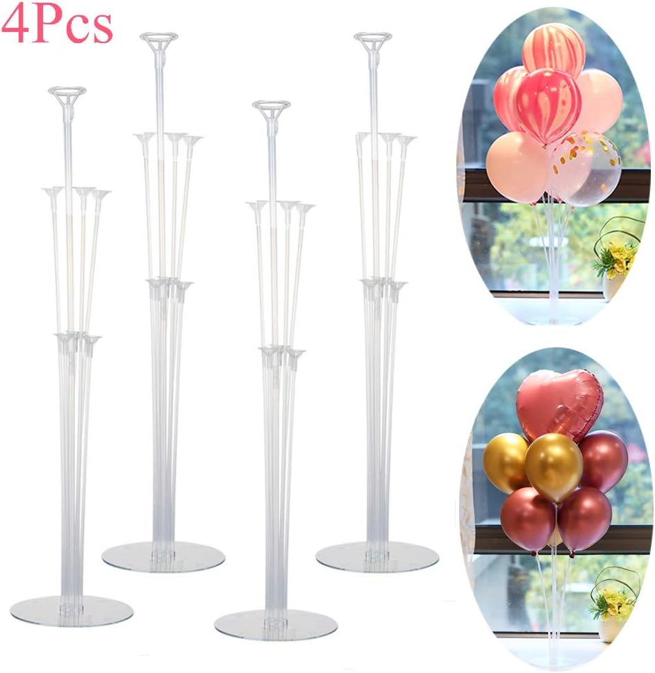 Poseca 4 Sets Of Height Table Clear Balloon Stand Kit Balloon Stands Tool Balloon Table Stand For Wedding Party Baby Shower Decoration Halloween Christmas Balloon Decoration Display Set