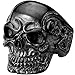 Men's Vintage Gothic Skull Bone Biker Stainless Steel Ring Band Black Size 9