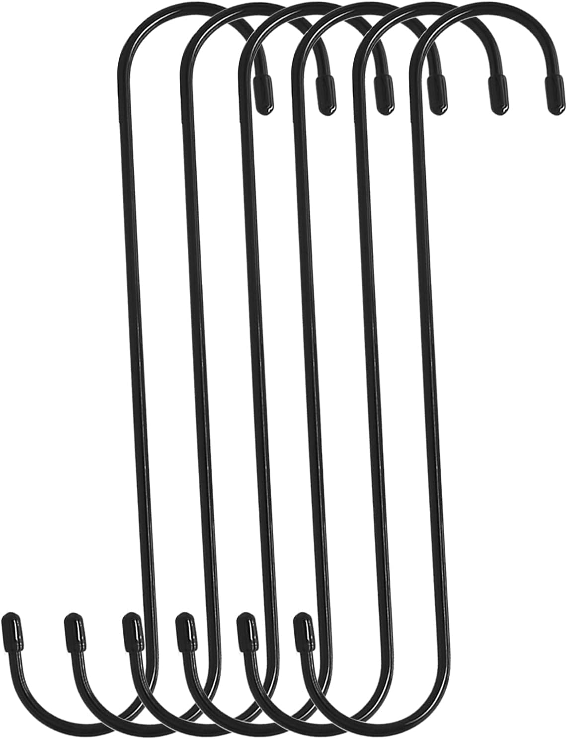 Outdoor Hanging Brackets - 6 Pack Large Heavy Duty S Hooks,10 Inch Long Utility S Hook for Plant Flowerpot, Large Hummingbird Feeder Hooks,Black Giant S-Shaped Hook for Basket,Garden,Patio,Indoor& Outdoor Uses .
