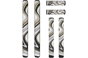 NETILGEN Refrigerator Door Handle Covers Set of 6, Antiskid Protector for Fridge Oven Dishwasher Keep Kitchen Appliance Clean from Smudges, Food Stains for Home Decor, Black Gold Marble