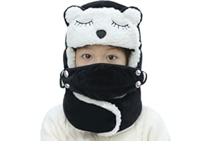 HOLIBERTY Cute Kids Winter Hat Baby Boy Girl Windproof Ski Mask Balaclava Trapper Cap Fur Fleece Warm Earflap Beanie Snow Hat