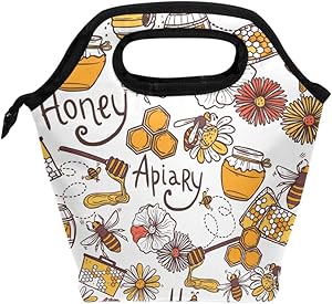Lunch Bag Countryside Honey Bee Apiary Insulated Lunchbox Thermal Portable Handbag Food Container Cooler Reusable Outdoors Travel Work School Lunch Tote
