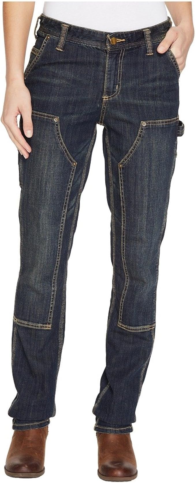 Carhartt Women's 1889 Slim Fit Denim Dungaree, Timeworn Indigo, 12 at