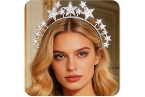 CAKURE Star Headband Silver Halo Headbands Crown New Year's Eve Hair Accessories for Women