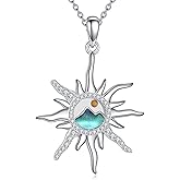 EKJQB Mustard Seed Necklace For Women, 925 Sterling Silver Sunburst Mountain Pendant With Moissanite, Christian Faith Keepsake Jewelry Gift, 18″ Cable Chain