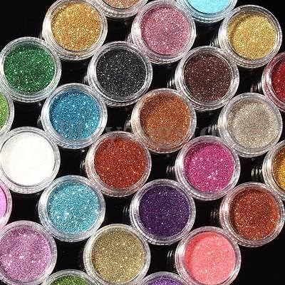 Multicolors Powder Pigment Glitter Mineral Spangle Eyeshadow Makeup Mixed Color Glitter Powder Eyeshadow Makeup Eye Shadow Cosmetics DIY Nail Art Shining Twinkle Glean Sparkle Glitter (23pcs)