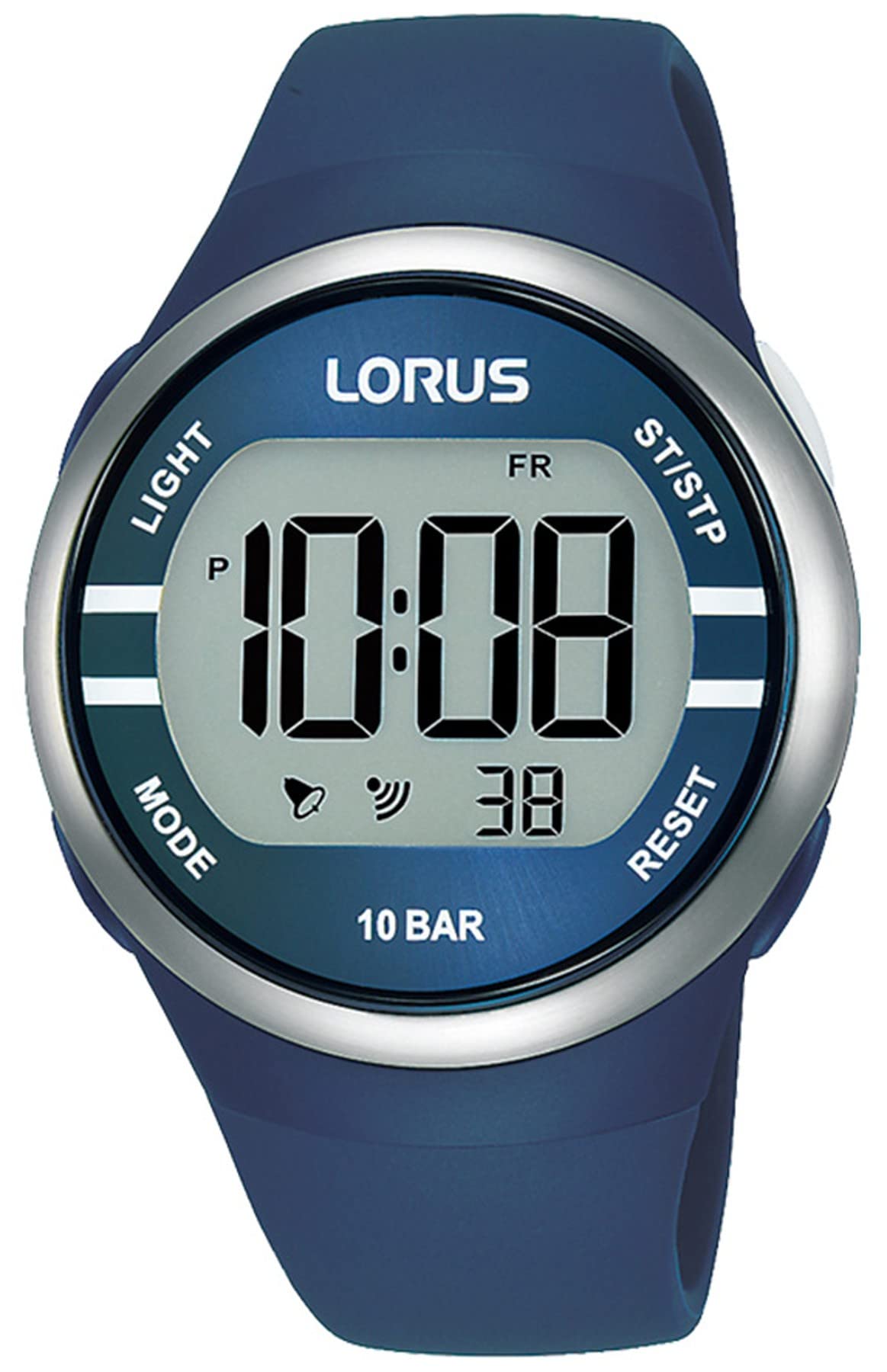 Lorus Digital Quartz Watch with Silicone Strap, Blue, Standard Size