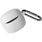 Geiomoo Silicone Case for JBL Tune Flex 2, Soft Flexible Scratch Resistant Protective Cover with Carabiner (White)