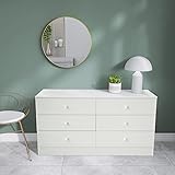  Goujxcy Wooden Storage Cabinet with 6 Drawers Large Organizer for Living Room Entryway Bedroom Closet Storage (White)
