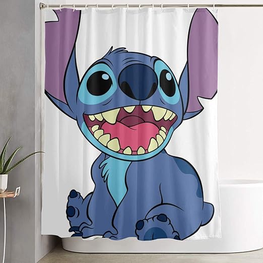 Amazon Com Shower Curtain With Hook Lilo Stitch Waterproof Polyester Fabric Bathroom Decor 60 X 72 Inches Home Kitchen
