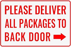 Please Deliver All Packages to Back Door Sign Right Arrow - Bestylez Delivery Sign for Outdoor Use 12" * 8" (168)