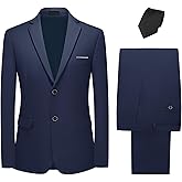 Men's 2-Piece Suit Classic Fit Tuxedo Suit for Wedding Prom Formal Wear Slim Fit Jacket & Pants Set with Tie