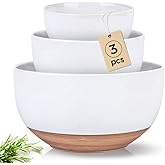 AmorArc Ceramic Mixing Bowls|Nesting Bowls Set of 3 for Kitchen|Stoneware Serving Bowls with Rustic Terracotta Underside for Mixing,Cooking,Baking,Salad| Microwave & Dishwasher Safe 4.6/2.8/1.3 Qt