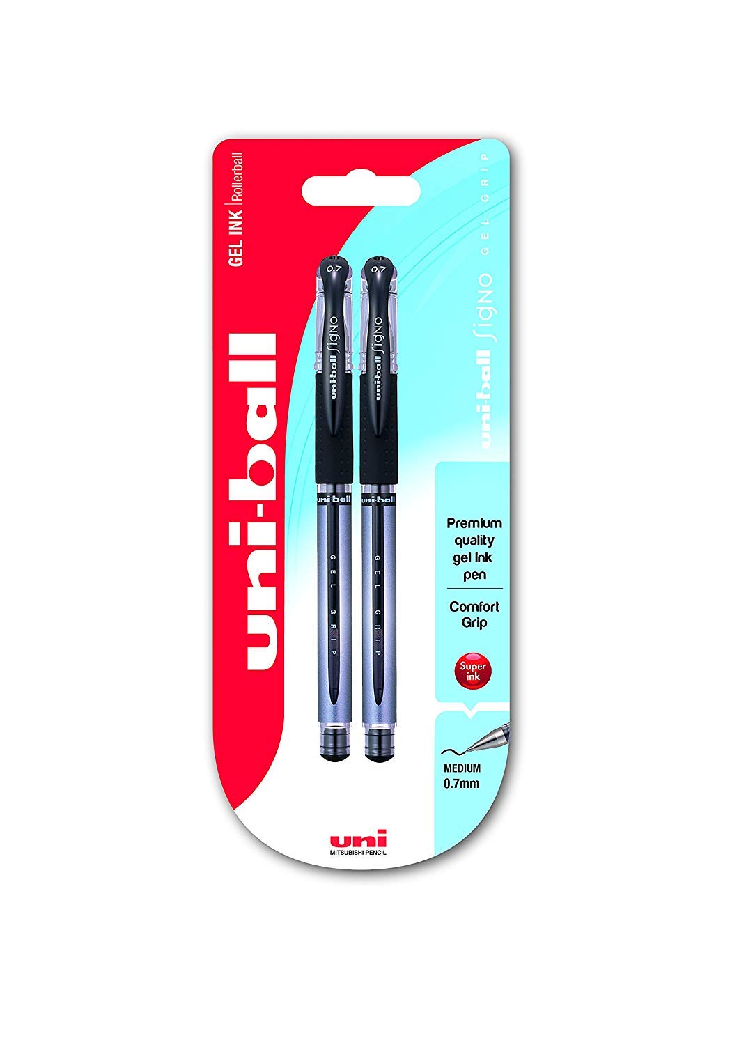 uni-ball Signo UM-151s Gel Grip Rollerball Pen - Black, Pack of 2