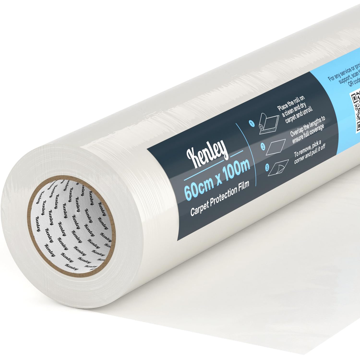 Kenley Self Adhesive Carpet Floor Stairs Protection Film - Heavy Duty Puncture & Water Resistant - 60cm x 100m Roll