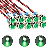 Gebildet 10pcs 6mm 1/4" AC/DC 12-24V LED Indicator Light Waterproof Metal Signal Indicator Lamp Pilot Dash Directional with W