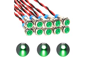 Gebildet 10pcs 6mm 1/4" AC/DC 12-24V LED Indicator Light Waterproof Metal Signal Indicator Lamp Pilot Dash Directional with W