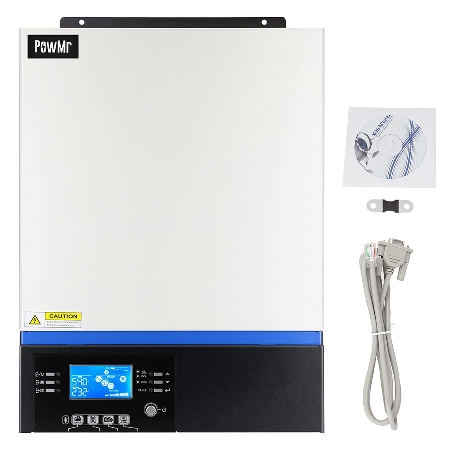 PowMr 4000W Hybrid Solar Inverter – 24V To 120V Pure Sine Wave, Built-in 140A MPPT, LCD Touch Display, Battery-Less Run Support – For Off-Grid Home Backup (Glass Top Cover)