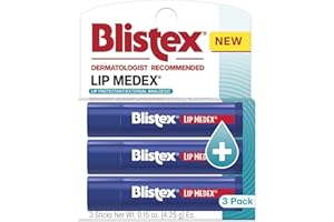 Blistex Lip Medex Stick 3 Count, 0.15 Oz. Medicated Soothing Relief Stocking Stuffer for Women & Men, Self Care Purse Essential for Holiday, Christmas