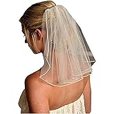 RULTA Women's Short Wedding Veils with Comb Lace Appliques Beads Bridal Veil(More)