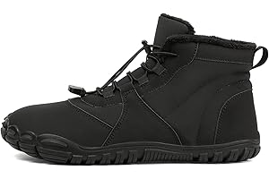 FUNWINK Mens Womens Hike Barefoot Minimalist Shoes Winter Footwear Zero Drop Sole Wide Toe Box Waterproof Hiking Boots Women Warm and comfortable
