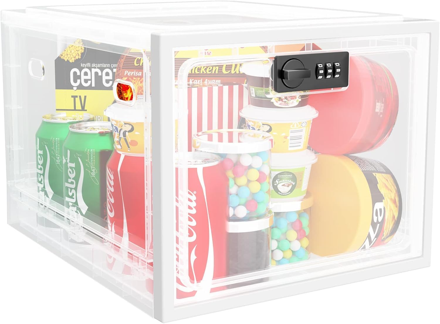 Photo 1 of iBune Large Medication Lock Box, Lockable Medicine Storage Box for Medicine Safe/Phone/Refrigerator/Personal Items/Home/Office/Dorm, White