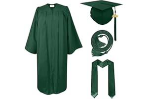 Herrenbek Matte Cap and Gown with graduation Honor Cords, Plain Stole, and 2024 Tassels for High School and Bachelor