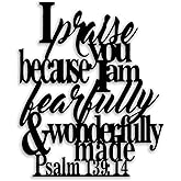 Psalm 139 14 Metal Wall Decor - Christian Inspirational Room Decor Motivational Scripture Wall Art Home Decor for Living Room, Bedroom, Dining Room, Bathroom, Office (Black)