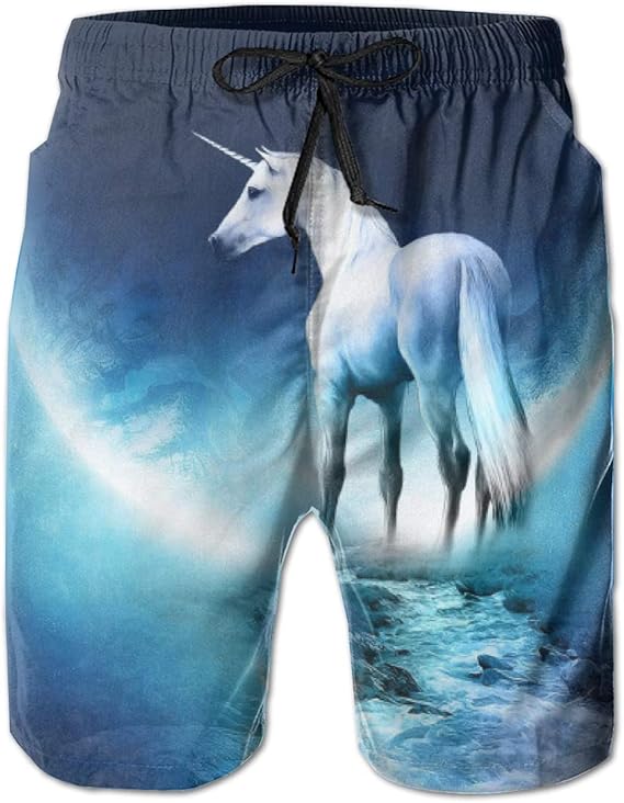 Amazon Co Jp Bydeclan 水着 メンズ サーフパンツ 海水パンツ ボードショーツ 海パン 月面上のユニコーン ビーチパンツ スイムショーツ メッシュインナー 通気 速乾 おしゃれ人気 ボーダー 短パン 水陸両用 旅行 ビーチ 普段着スイムウェア 服 ファッション小物